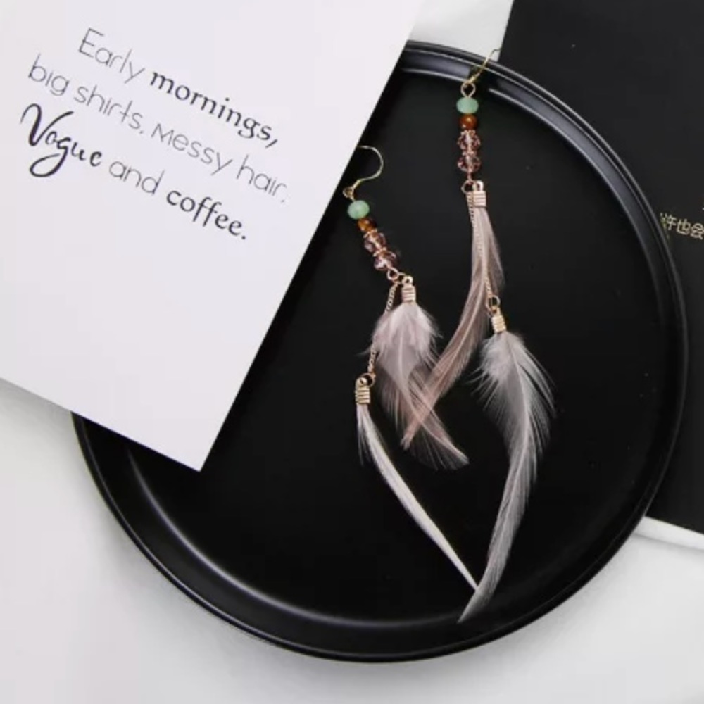 ⭐️Pink Long Feather Earrings